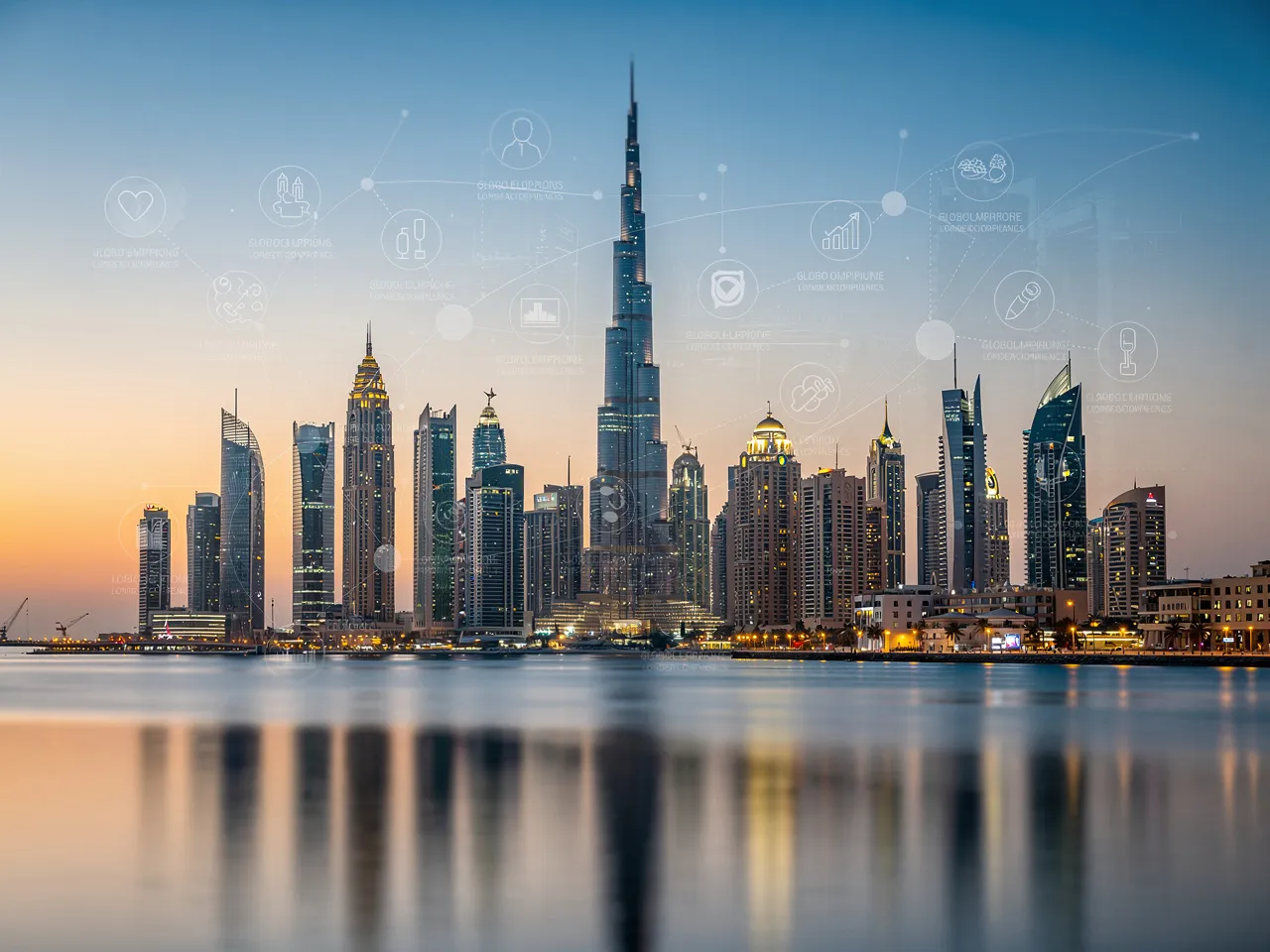 Dubai skyline symbolizing global standards and local Q Systems API & Sustainability Consulting FZE