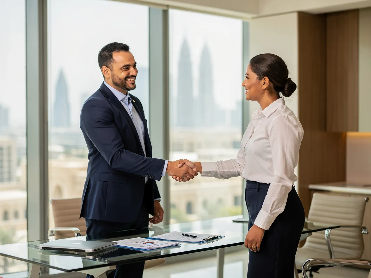 Auditor and business owner in Dubai, symbolizing trust and partnership.